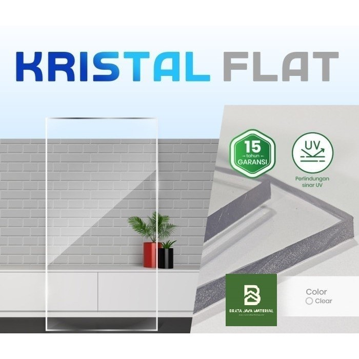 Kristal Flat Atap Kanopi Polycarbonate 1.5mm Polikarbonat Poly