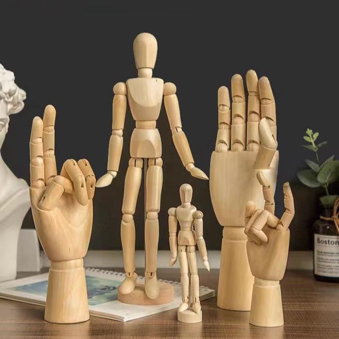 Manekin Kayu Manekin Tangan Pajangan Action Figure Hiasan Meja Patung