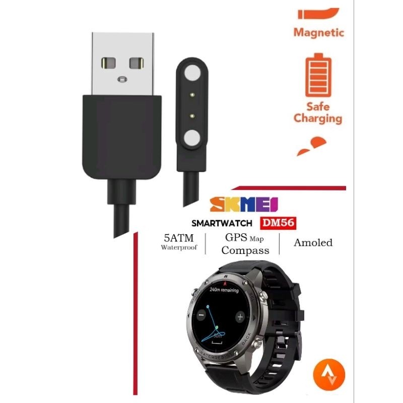 SKMEI DM56 Smart Watch Kabel Charger Magnet Skmei DM56 Magnetic 2 Pin