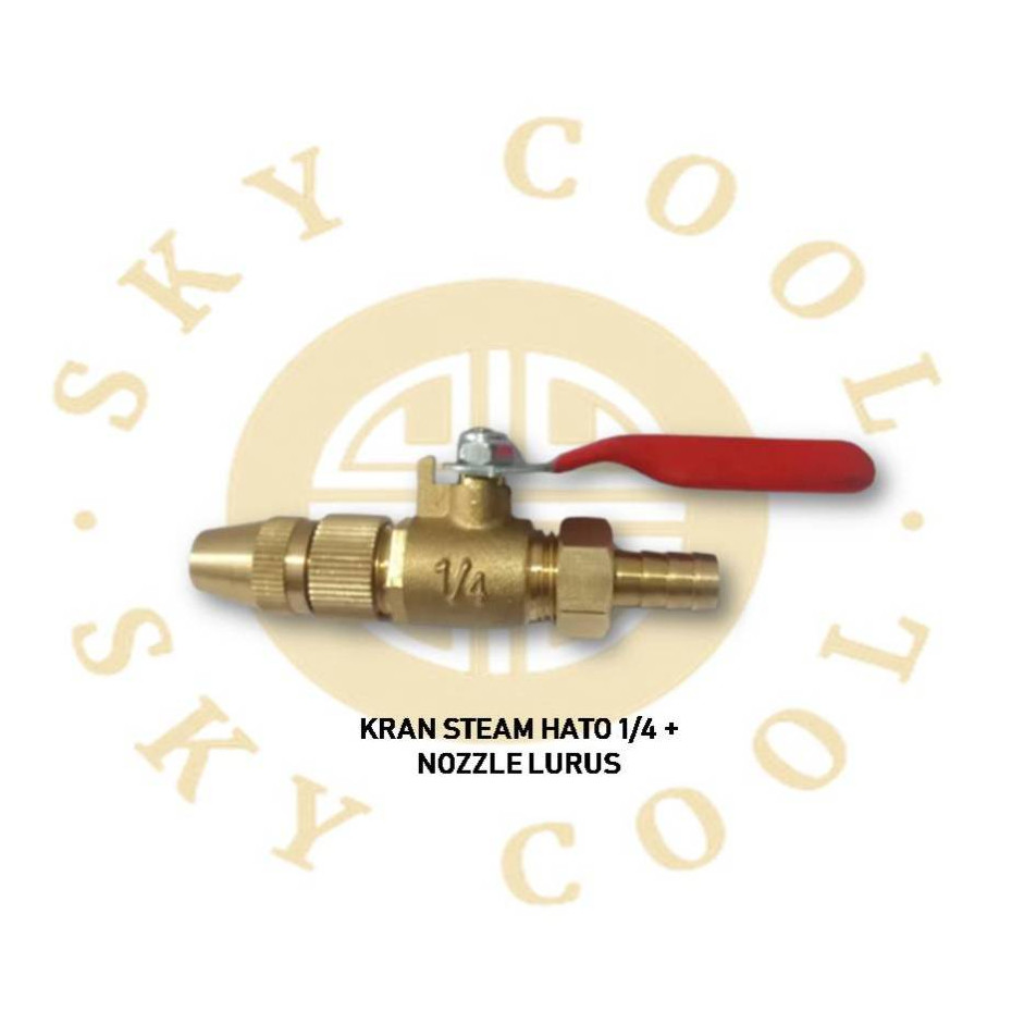 KRAN STEAM HATO 1/4 + NOZZLE LURUS