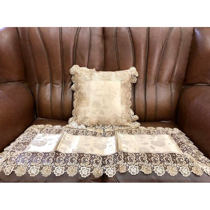 Sarung bantal sofa/kursi renda lace 40x40 + taplak