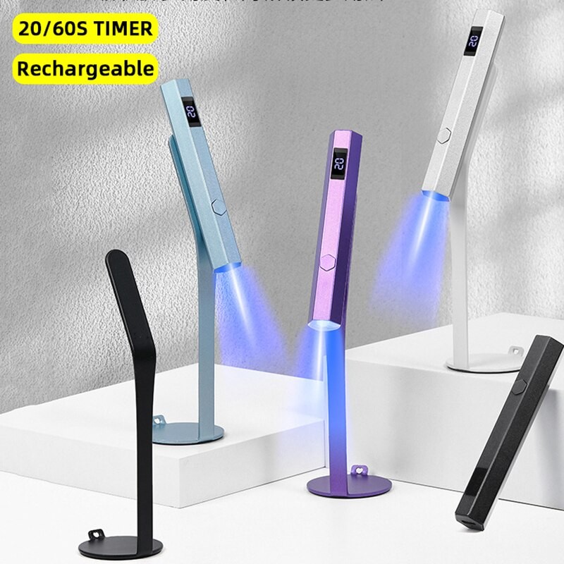 Lampu Led UV Genggam Mini untuk Kuku Pengering Kuku Portabel Dapat Diisi Ulang untuk Menyembuhkan Ca