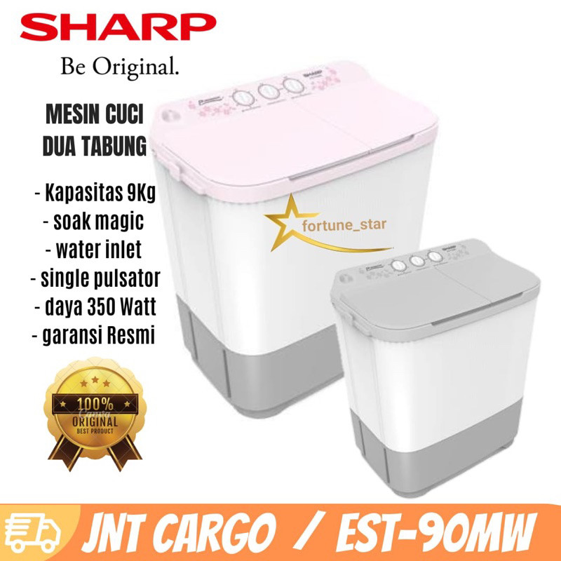 Mesin Cuci 2 Tabung SHARP ES-T90MW 9KG Puremagic