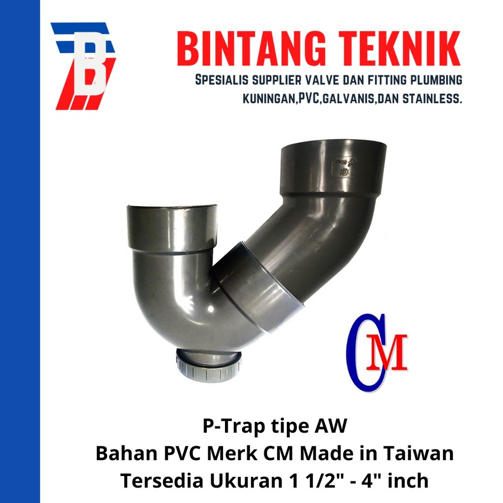 P-Trap 2" Inch PVC AW Merk CM Taiwan