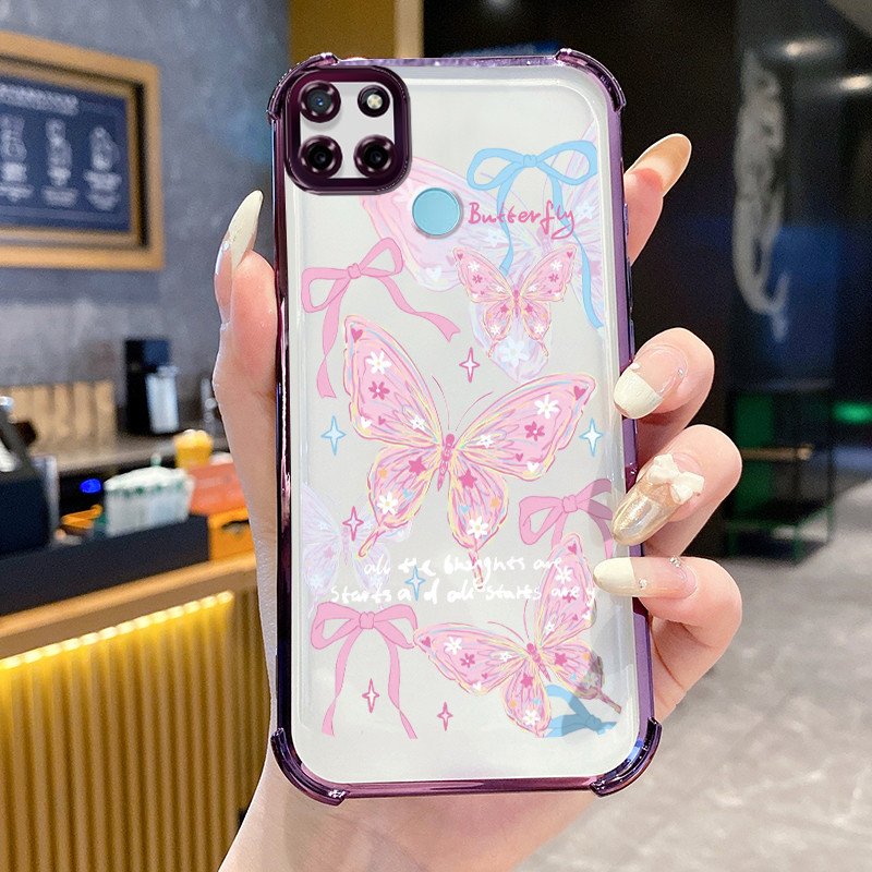 Casing Hp untuk Realme C21Y Realme C25Y C21 C15 Case Casing Softcase kupu-kupu warna empat sudut Ant