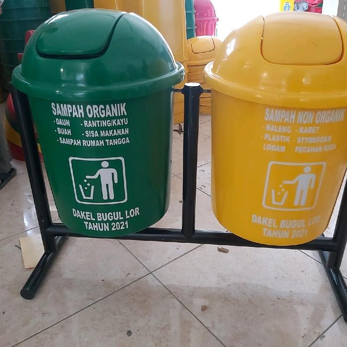 tempat sampah pilah, model bulat 2 pilah, tempat sampah gantung, tempat sampah pilah, tempat sampah