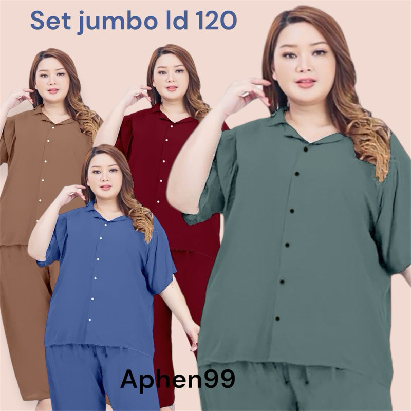 CP Kemjum Piyama/ Setelan Wanita Jumbo LD 120 cm/Baju Setelan Jumbo/Piyama Jumbo WE