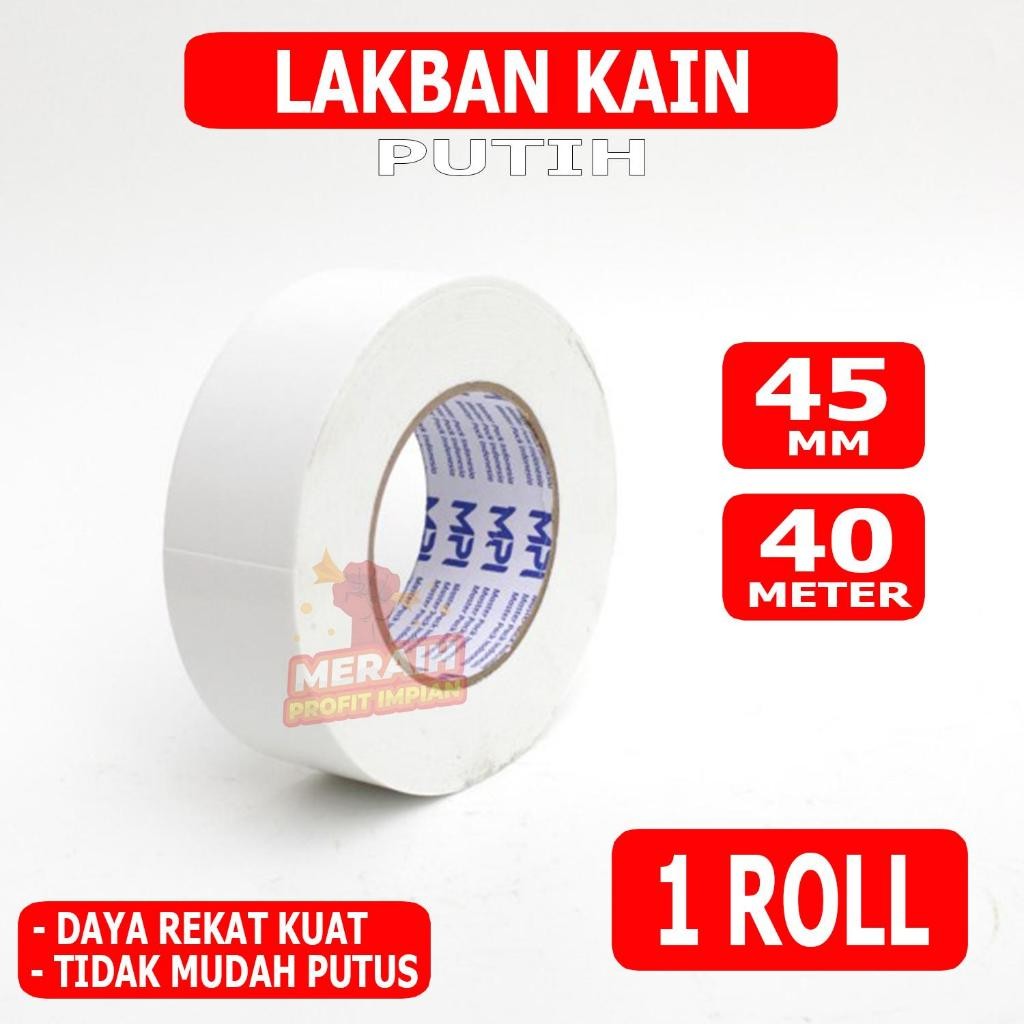 

Lakban Kain Putih 40 Meter - Cloth Tape Putih Susu 45 mm x 40 m