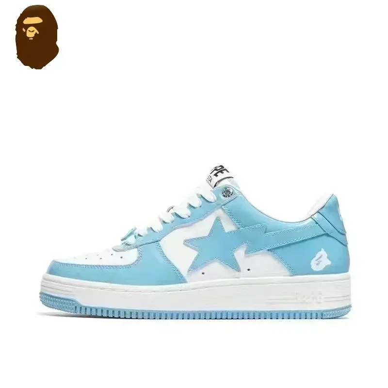 Original Bape Sta Men Women Patent Leather Unisex Fashion Shoes Bapesta Comfort Breathable Low Top S