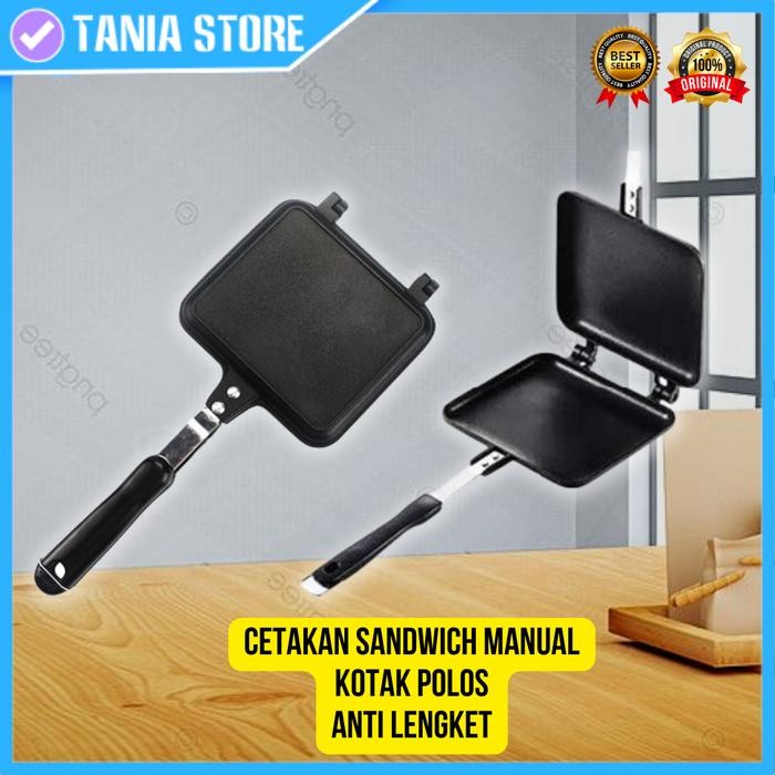 Cetakan Pemanggang Roti Sandwich Polos Toaster Maker Pan Manual Kompor #Gratisongkir