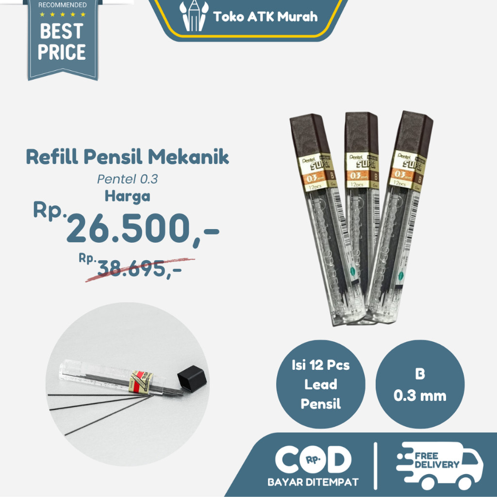 

Isi Pensil Mekanik 0.3mm B Pentel Refill