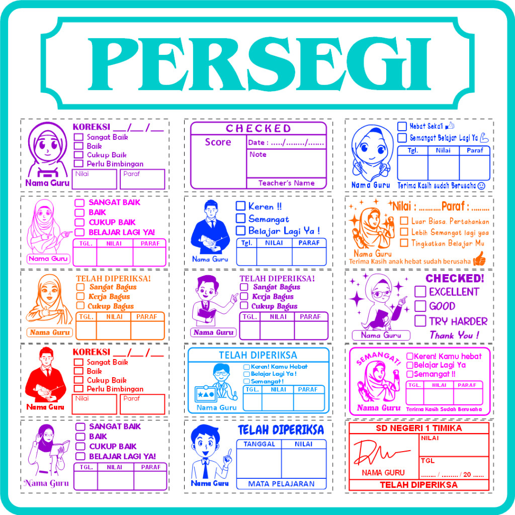

Stempel Nilai Guru / Penilaian / Koreksi / Checked / Reward Siswa Murid Sekolah