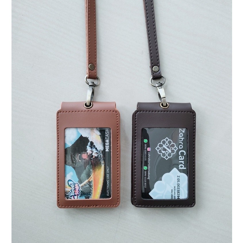 

Id Card name tag kulit Holder Double Flip Magnet Terbaru