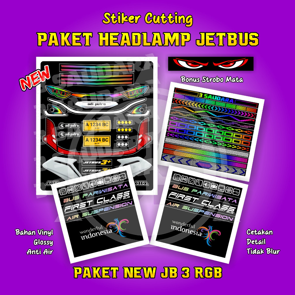 STIKER CUTTING PAKET HEADLAMP JETBUS 3