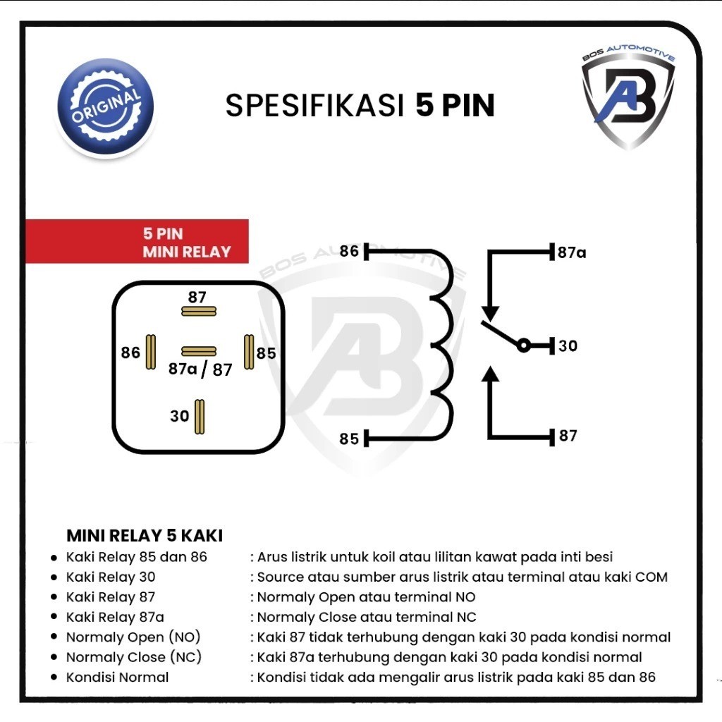 RELAY BOSCH KAKI 4 12 VOLT / 24 VOLT 30 AMPERE / 20 AMPERE RELAY BOSCH KAKI 5 12 VOLT /24 VOLT