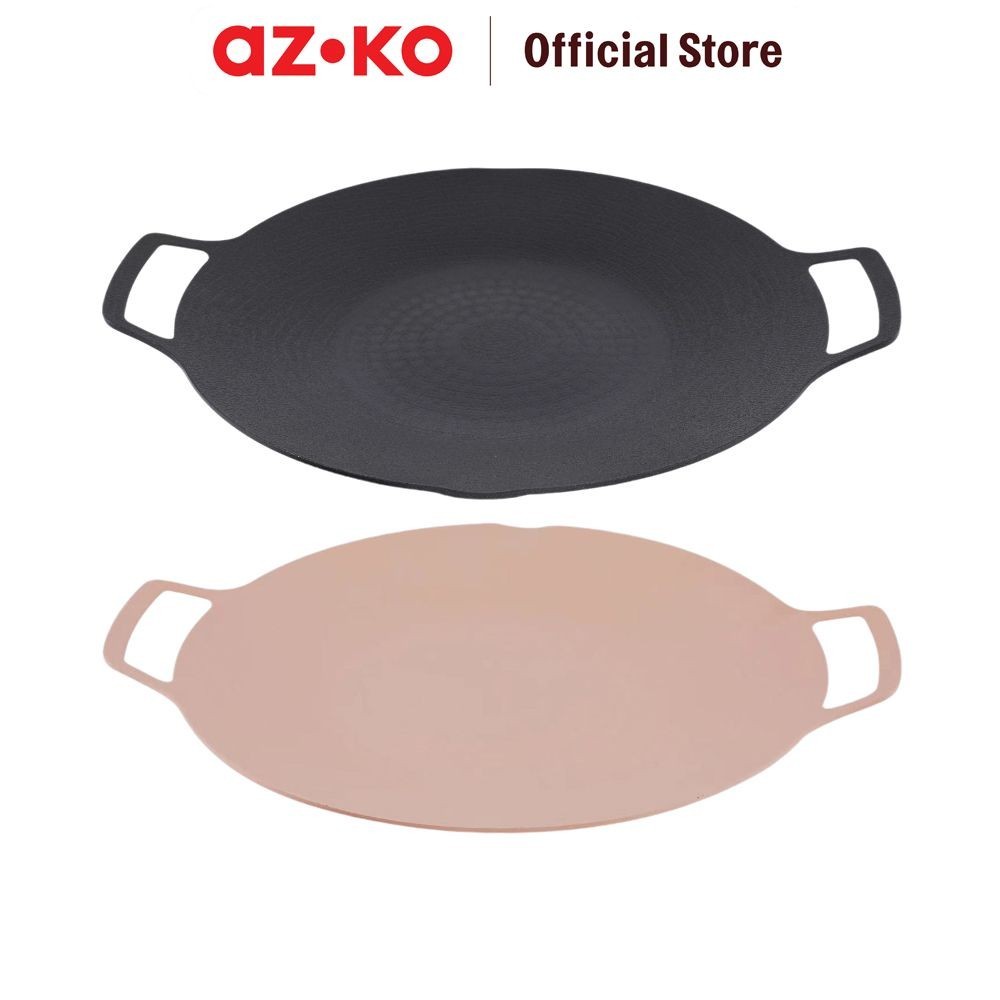 AZKO Kris 33 cm Wajan Panggangan Datar - Hitam Grill Pan Teflon Panggang Anti Lengket Peralatan