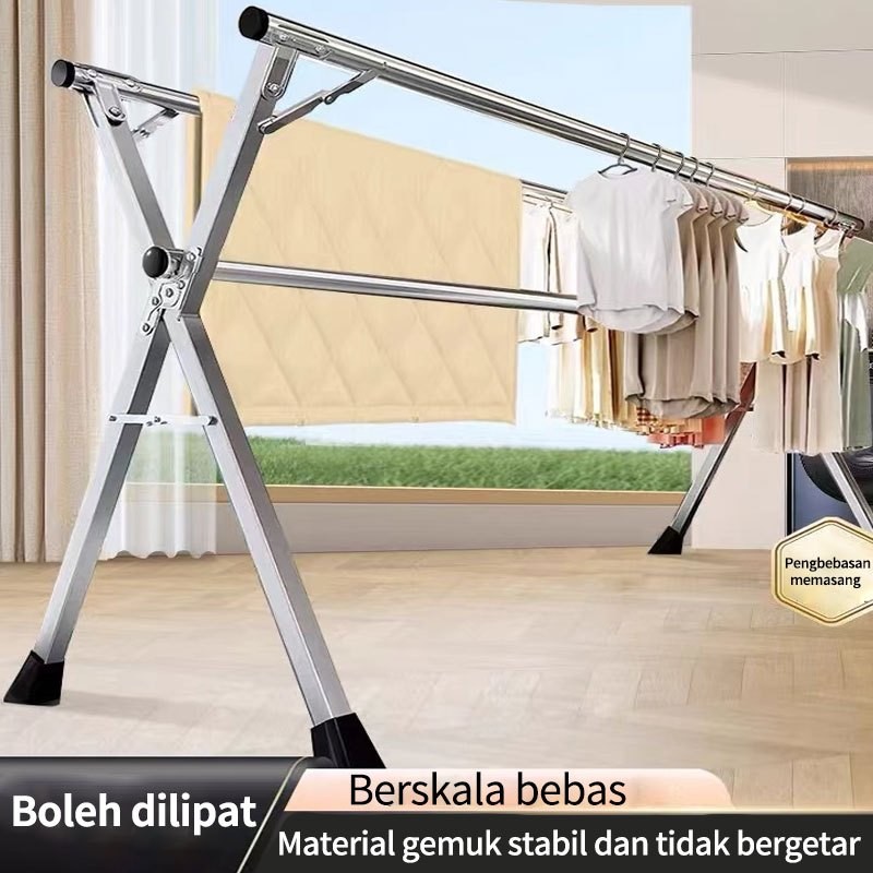 SUS 304 Jemuran Baju Lipat Baju Lipat Stainless Steel Stand Hanger Jemuran Baju Stainless Steel