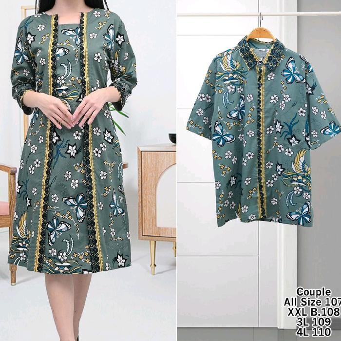 Couple Dress Dan Kemeja Batik- Katun Stretch 107