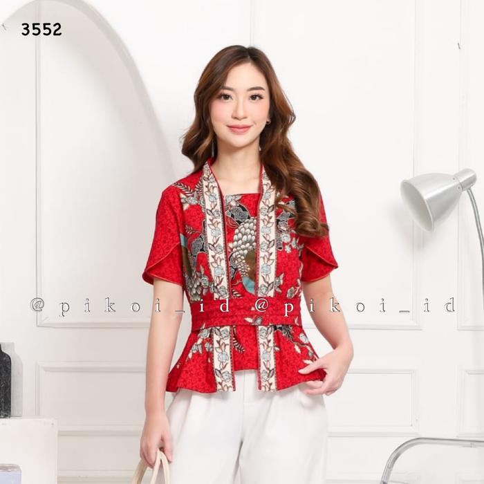 Baju Batik Wanita Kantoran Lengan Pendek / Seragam Batik Kantor Wanita