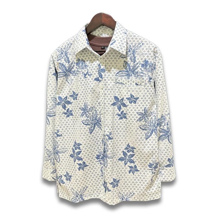BEST SELLER REEVANTSTORE KEMEJA BATIK PUTIH PRIA FLORAL KATUN PREMIUM LENGAN PANJANG BIGSIZE JUMBO