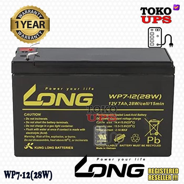 Baterai Ups Long Wp7-12(28W) Kung Long 12V 7Ah