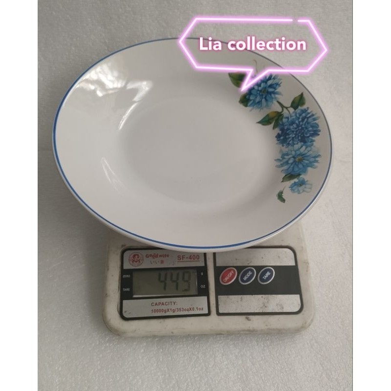 Piring Makan Keramik Motif Bunga Biru Isi 6Pcs