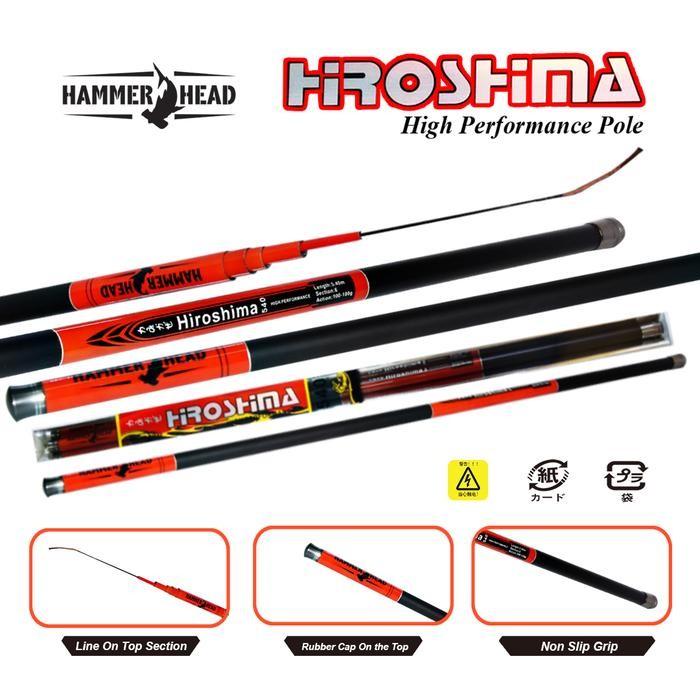HAMMERHEAD Joran Tegek HIROSHIMA 450cm - 630cm Carbon Action Kaku Tegek Ruas Panjang Cocok Untuk