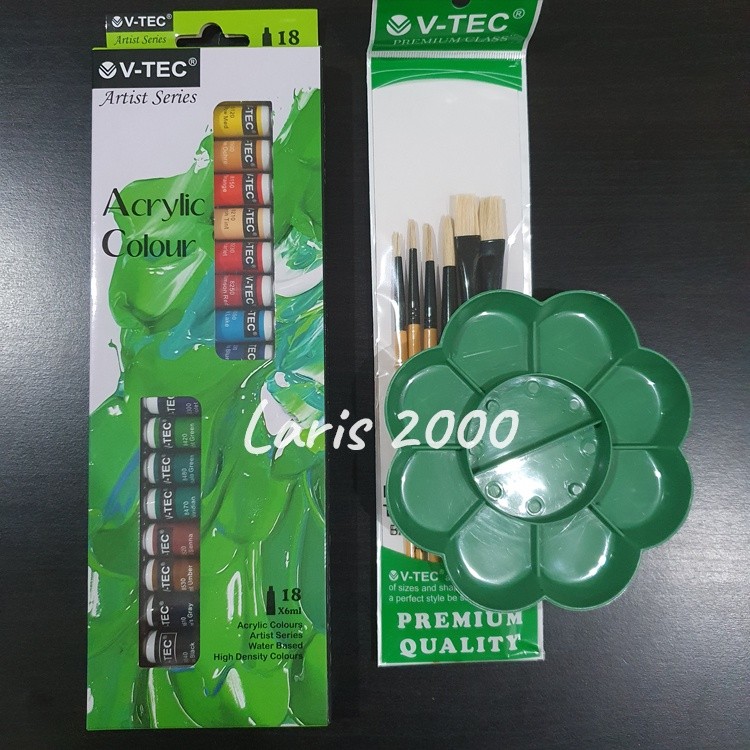 

Cat Akrilik 12/18 Warna + Palet + Kuas Lengkap