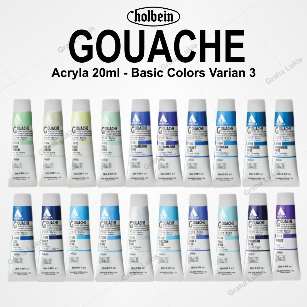 

Holbein Acryla Gouache 20ml (Basic Colors) Varian 3