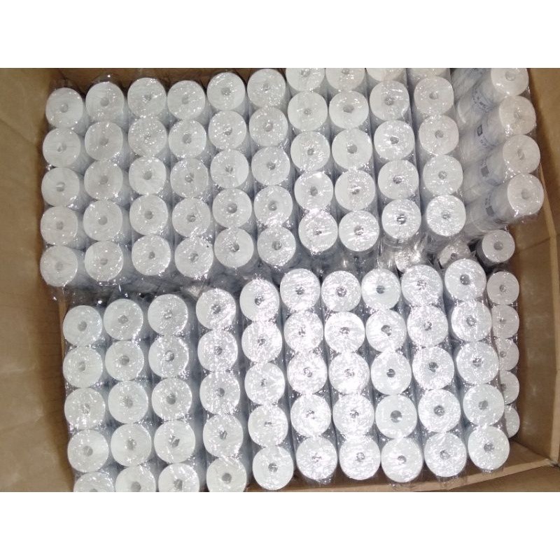 

Kertas Thermal 57x25 mm 58x25 mm untuk Printer 58mm 1 Dus Isi 100 Roll Struk Kasir Edc Coreless