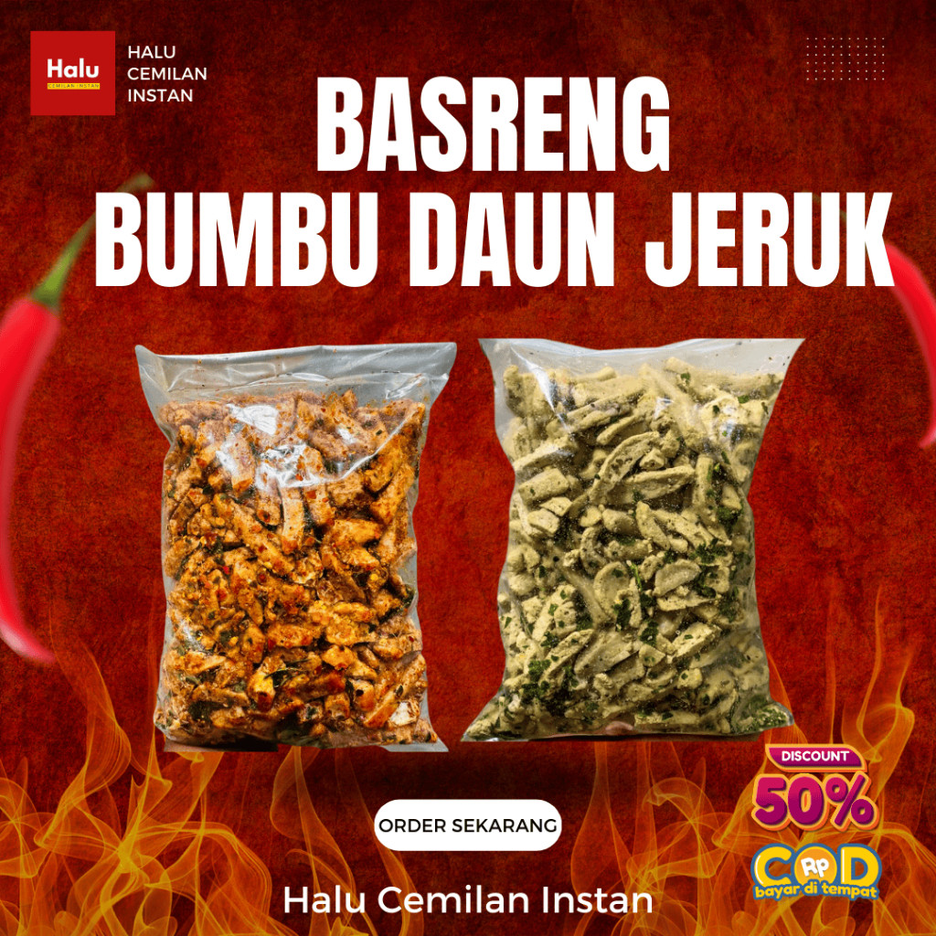 

WHYN!! Basreng Campur Mix Pedas dan Original (500gr pedas &500gr Original) Halu Cemilan Instan