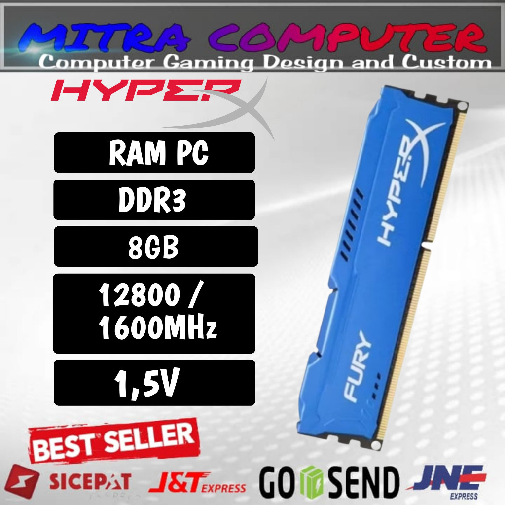 RAM K HYPERX FURY GAMING DDR3 8GB 1600MHz 12800 RAM PC DDR3 8GB