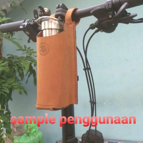 PREMIUM Tas sepeda lipat tempat botol minum kulit leather