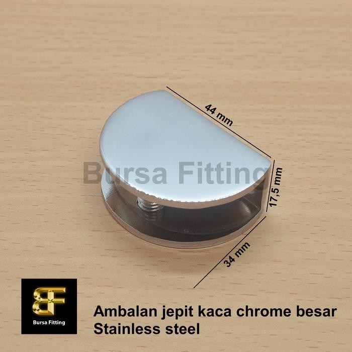 PREMIUM Ambalan jepit kaca stainless steel besar / rak ambalan kaca wastafel