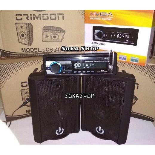 PREMIUM Paket Audio Mobil Tape MVIDIA dan Speaker Box Crimson 4"/402
