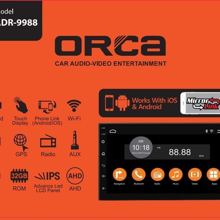 Head Unit Android Orca 9 Inch 2/32 Adr 9988 Promo