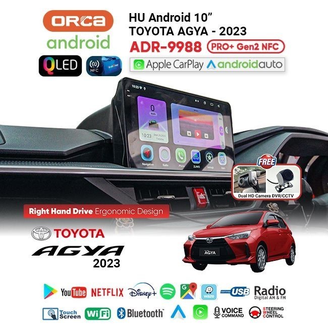 Head Unit Android 10" inch ORCA AGYA / AYLA 2023 - ON
