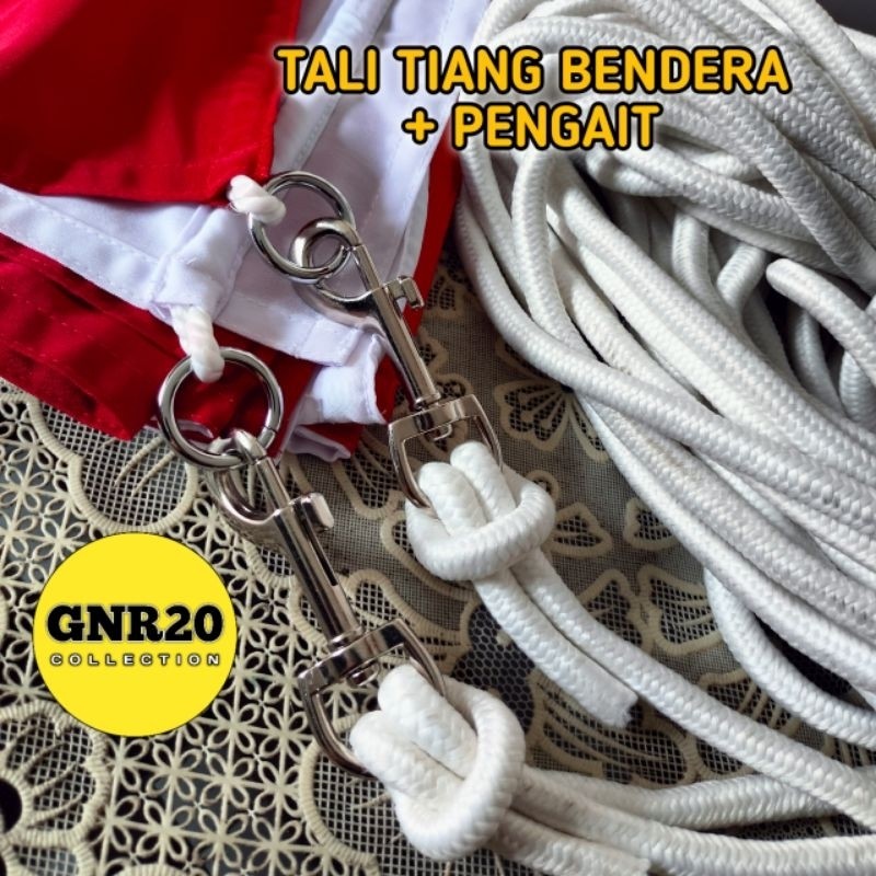 

Tali tiang bendera 8mm 20 25 30 35 40 meter halus kuat gratis pengait besi tali bendera upacara tali