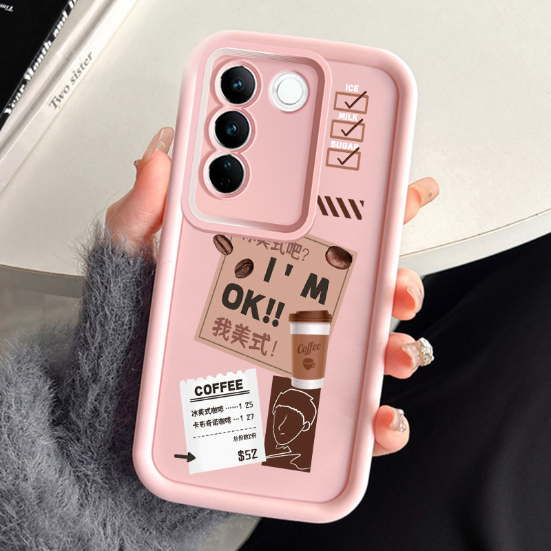 Casing Hp untuk VIVO V27 5G V27 Pro 5G Case Casing Kasing HP Softcase silikon tahan Kepribadian kopi