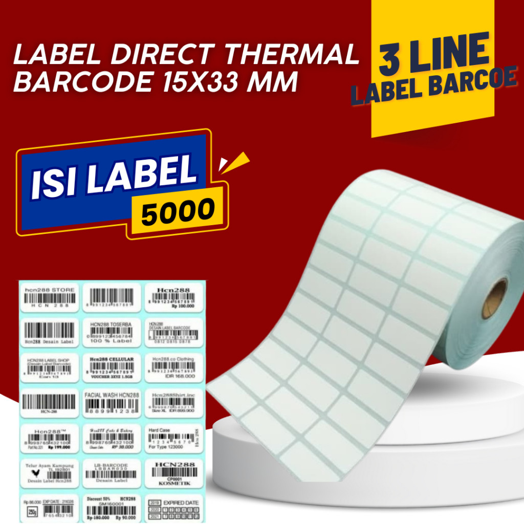 

Label Barcode Direct Thermal 3 Line 33x15mm [5000 PCS] WE!!