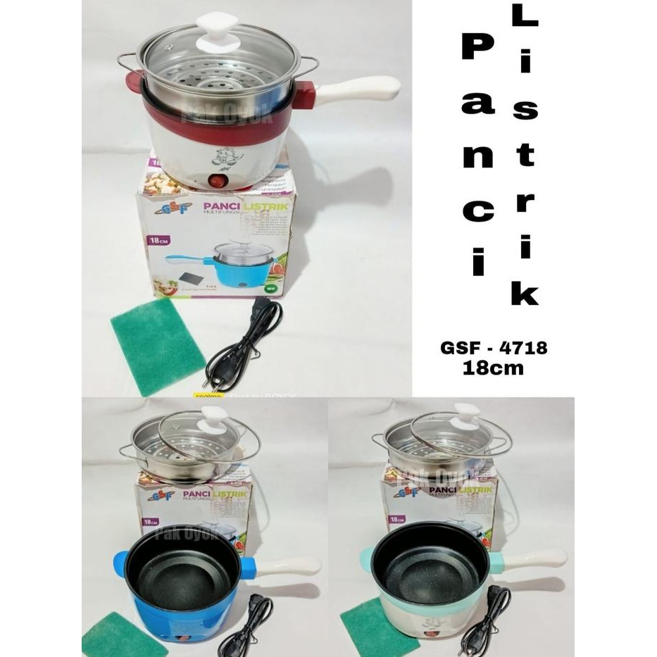 Panci Listrik GSF G-4718 / Panci elektrik anti lengket / Panci goreng listrik / Panci kukus listrik