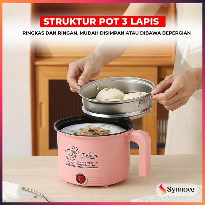 Food Steamer Panci Kukus 2 In 1 Panci Listrik Serbaguna Low Watt Multifungsi