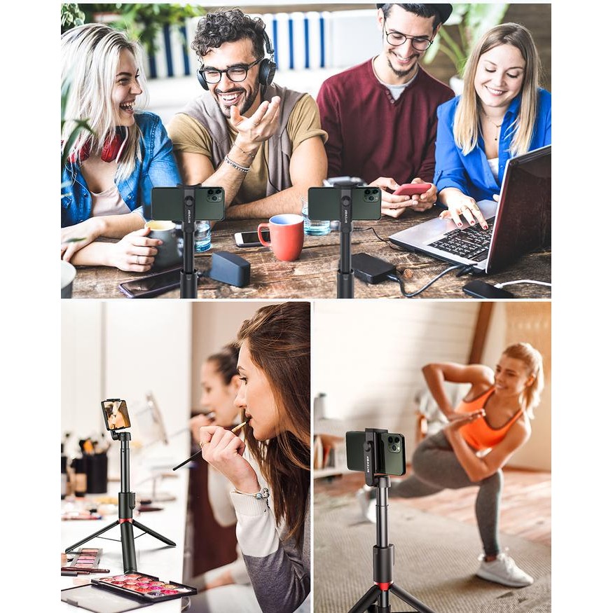 Blitzwolf BW BS10 Plus Long Selfie Stick Tripod Tongsis Remote 130cm Bluetooth Panjang