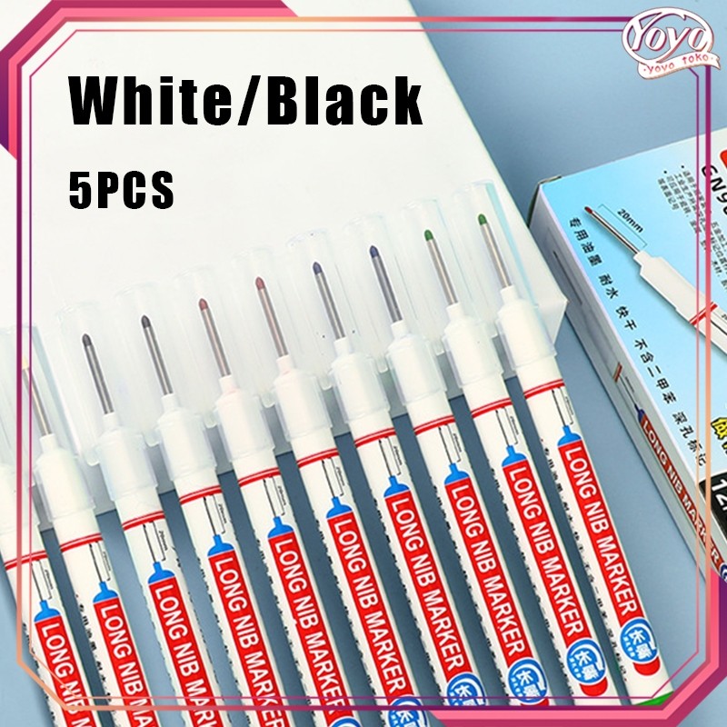 

5pcs Spidol Tukang Kayu Putih Spidol Marker Spidol Tukang Dalam Spidol Berminyak Tahan Air Cepat