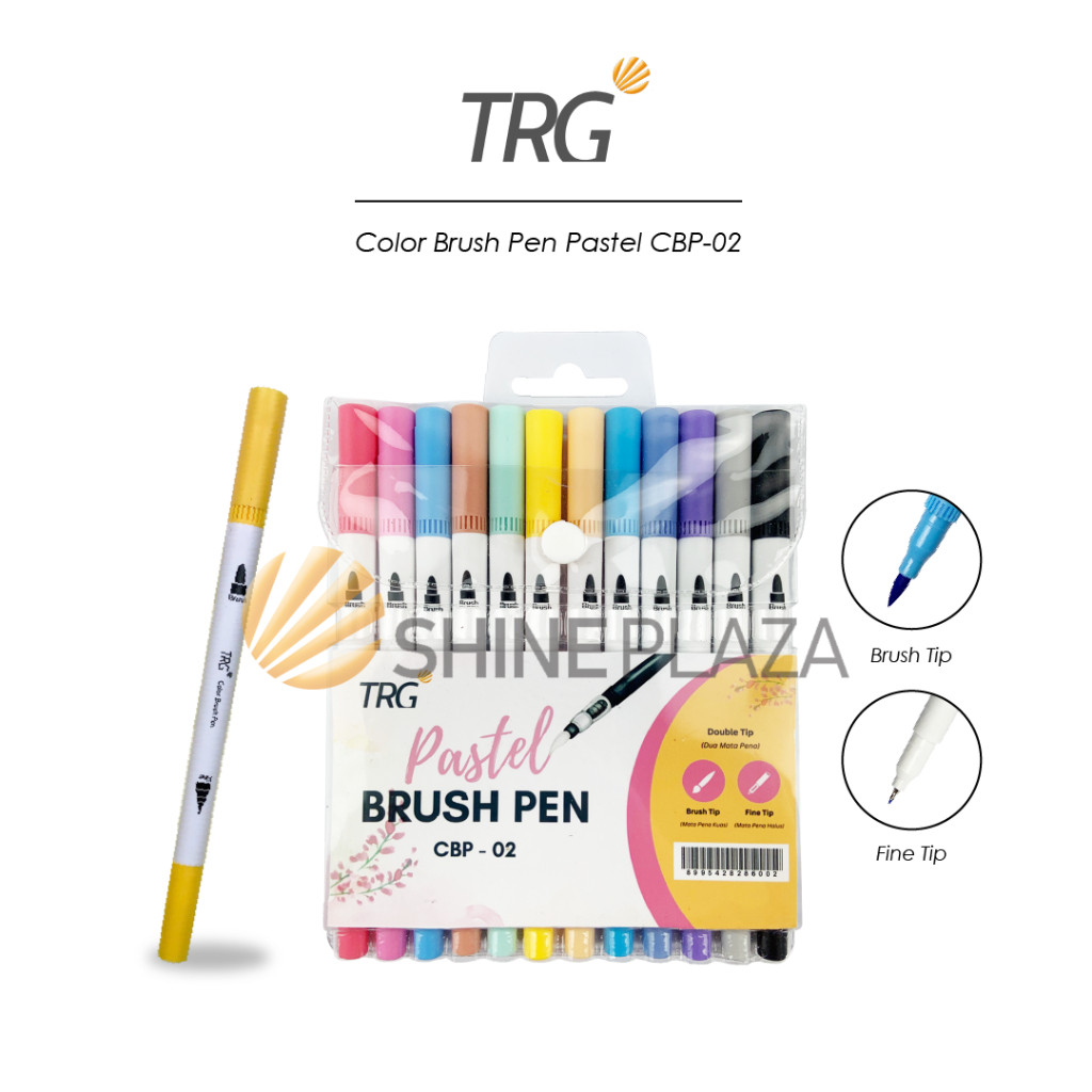 

TRG Color Brush Pen Set Double Tip Pastel 12 Colors CBP-02 - Pulpen Pena Spidol Kuas Warna TRG WE!!!