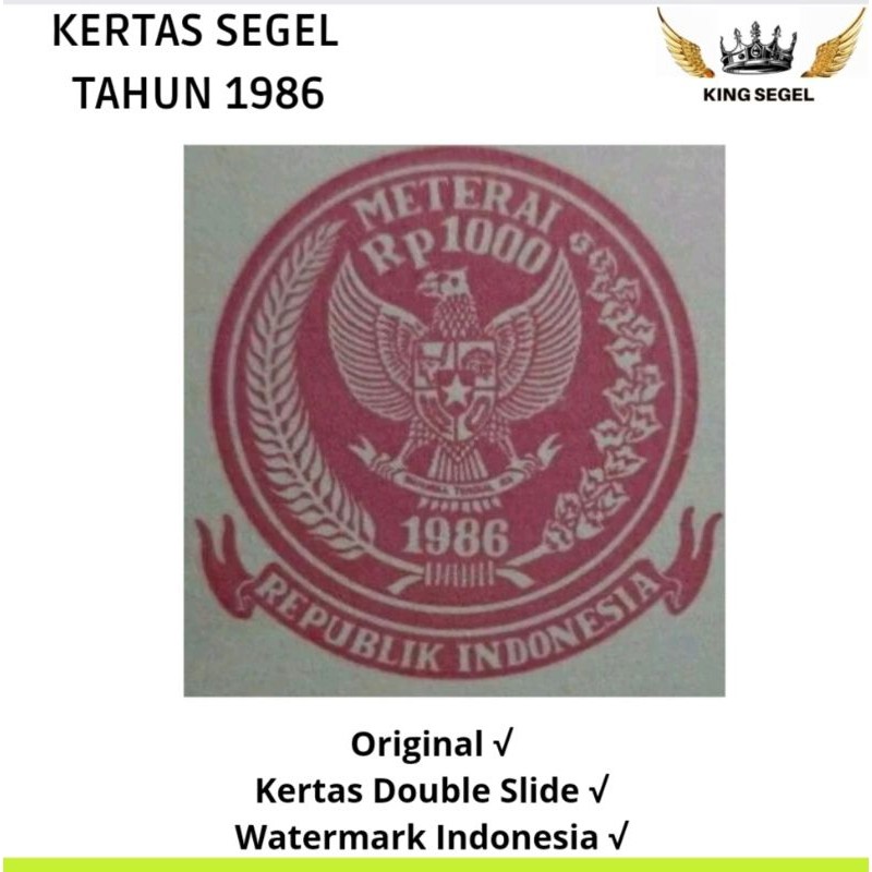

Kertas Segel Tahun 1986 Double Asli WE!!