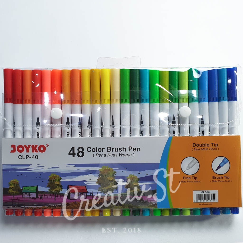 

JOYKO Brush Pen 48 Warna Brush + Pen Clp-40 Set Spidol Kaligrafi WE!!!