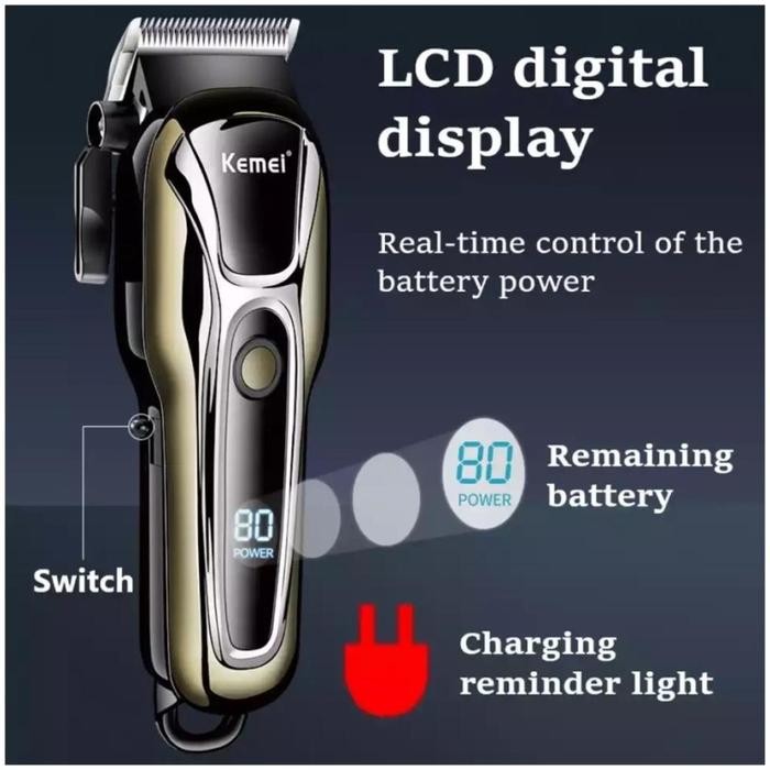 Kemei Pg1990 Alat Cukur Listrik Kemei Pg1990 Cordless Usb Cable Km-Pg1990 Rechargeable Hair Clipper