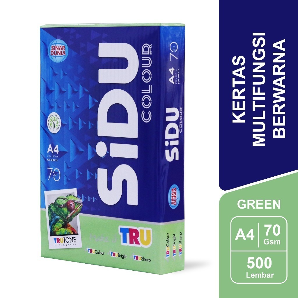 

[Stationery Spectrum] SiDU Kertas Fotocopy Warna Hijau/Green 70 GSM A4 1 RIM - SDU CLR 70 A4 190