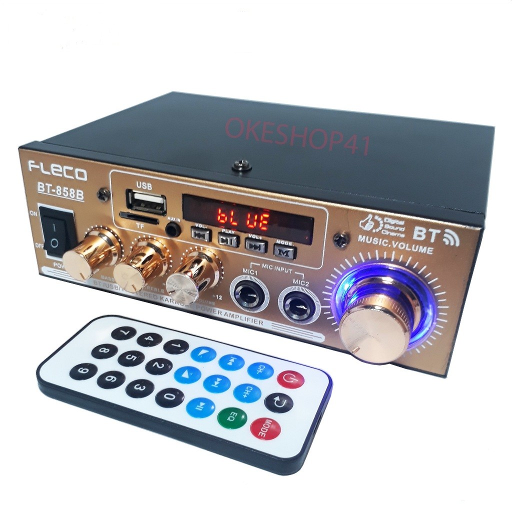 Fleco Ampli Mini BT-858B Power Amplifier Bluetooth Stereo Karaoke